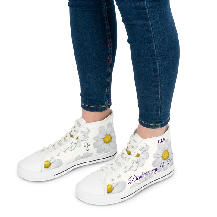 Women's High Top Sneakers Deuteronomy 11:24